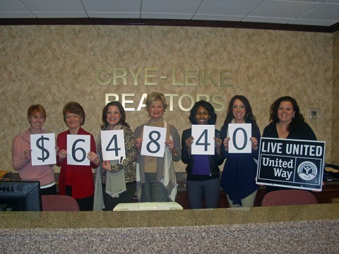 Realtors and employees from Crye-Leike made the company’s 2013 United Way campaign a big success raising $64,840 for their neighbors in need. Since first opening the company doors in 1977, Crye-Leike has proudly supported many charitable organizations including United Way, Youth Villages, Habitat for Humanity and numerous other local charities in the communities it serves. Realtors and employees from Crye-Leike made the company’s 2013 United Way campaign a big success raising $64,840 for their neighbors in need. Since first opening the company doors in 1977, Crye-Leike has proudly supported many charitable organizations including United Way, Youth Villages, Habitat for Humanity and numerous other local charities in the communities it serves.