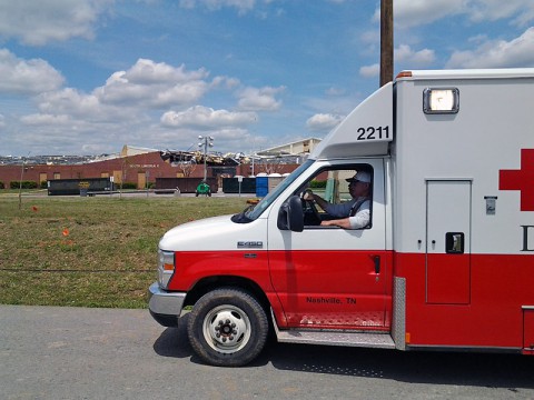 America Red Cross helping tornado victims in Lincoln County.