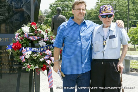 87 year old Clarksville resident Gene Paladin and his nephew Rock Strange. A veteran of 3 wars, Paladin landed in Europe with the 82nd Airborne during WWII, served in the Korean war, and did three tours with the in Vietnam with the 3rd Brigade Combat Team “Rakkasans” of the 101st Airborne Division