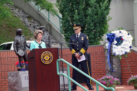 Clarksville Mayor Kim McMillan and Clarksville Police Chief Al Ansley. (Misty Mackens CPD TIBRS Clerk)