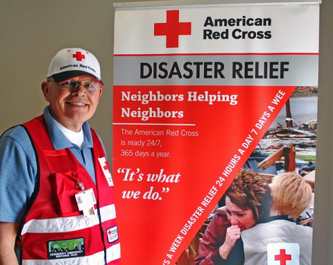 Ron Lanfear with the Two Rivers Chapter of the American Red Cross