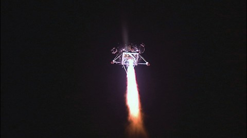 During its first free flight test at night, Morpheus (a Human Exploration and Operations MD project) tests NASA's ALHAT and an engine that runs on liquid oxygen and methane, which are green propellants. These capabilities could be used in the future to deliver cargo to planetary surfaces.