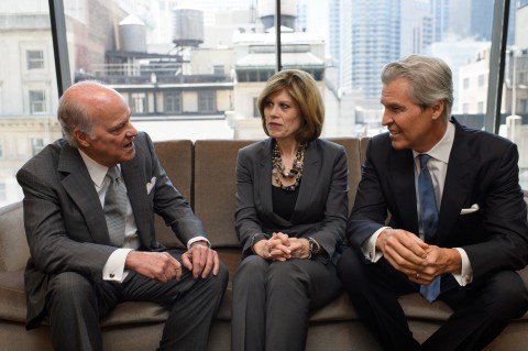 The three co-chairs of the American Heart Association CEO Roundtable talk during a meeting of the Roundtable in July: From left: Henry Kravis, Co-CEO and Co-Chair of KKR & Co. L.P.; American Heart Association CEO Nancy Brown; and Terry Lundgren, Chairman and CEO of Macy’s, Inc. (American Heart Association) The three co-chairs of the American Heart Association CEO Roundtable talk during a meeting of the Roundtable in July: From left: Henry Kravis, Co-CEO and Co-Chair of KKR & Co. L.P.; American Heart Association CEO Nancy Brown; and Terry Lundgren, Chairman and CEO of Macy’s, Inc. (American Heart Association)