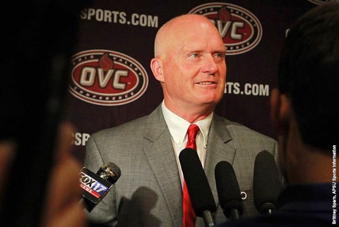 Austin Peay Football head coach Kirby Cannon at OVC Media Day. (Brittney Sparn - APSU Sports Information)