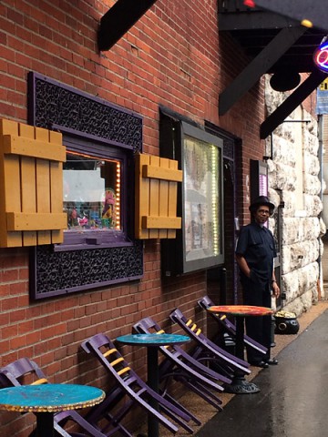 Gil Gann stands outside of the Bourbon Street Blues and Boogie Bar in Nashville’s Historic Printer’s Alley. (Sandee Gertz)