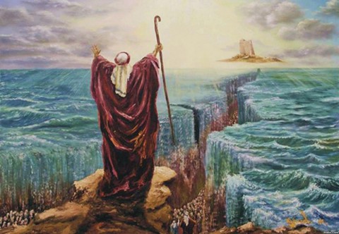 Moses parting the Red Sea