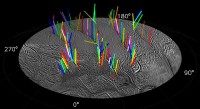 This graphic shows a 3-D model of 98 geysers whose source locations and tilts were found in a Cassini imaging survey of Enceladus’ south polar terrain by the method of triangulation. (NASA/JPL-Caltech/Space Science Institute)