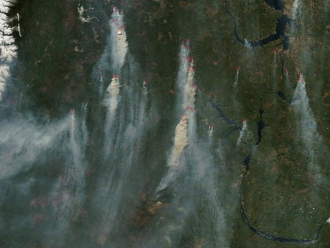 Scientists will use measurements from the Orbiting Carbon Observatory-2 to track atmospheric carbon dioxide to sources such as these wildfires in Siberia, whose smoke plumes quickly carry the greenhouse gas worldwide. The fires were imaged on May 18 by NASA's Moderate Resolution Imaging Spectrometer instrument on the Terra satellite. (NASA/LANCE/EOSDIS Rapid Response)data to look into the past Scientists will use measurements from the Orbiting Carbon Observatory-2 to track atmospheric carbon dioxide to sources such as these wildfires in Siberia, whose smoke plumes quickly carry the greenhouse gas worldwide. The fires were imaged on May 18 by NASA's Moderate Resolution Imaging Spectrometer instrument on the Terra satellite. (NASA/LANCE/EOSDIS Rapid Response)