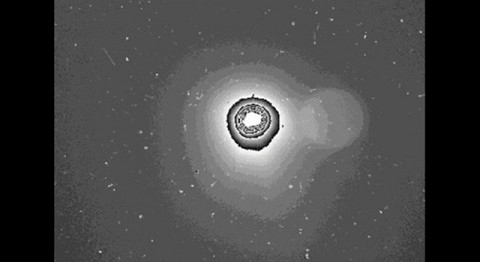 This Rosetta OSIRIS image of the coma of comet 67P/Churyumov-Gerasimenko was taken on July 25, 2014. It covers an area about 90 miles (150 kilometers) across. (ESA/Rosetta/MPS for OSIRIS Team MPS/UPD/LAM/IAA/SSO/INTA/UPM/DASP/IDA)