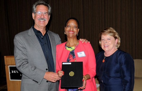 (L to R) Seab Tuck, immediate past LMT Board Chair; Valerie Hunter-Kelley, CEO, The Air Assault Team, Keller Williams Realty; and Susan Taylor, immediate past executive director.