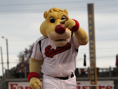 Nashville Sounds Mascot "Ozzie" performs at Greer Stadium (Mateen Sidiq Nashville Sports Network)