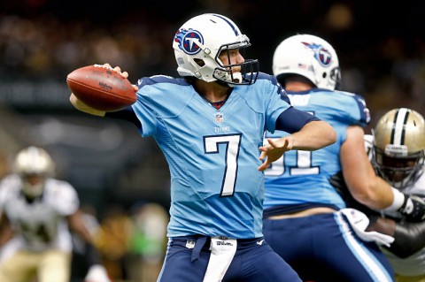 Tennessee Titans quarterback Zach Mettenberger (7) throws against the New Orleans Saints during second quarter of a preseason game at Mercedes-Benz Superdome. (Derick E. Hingle-USA TODAY Sports)