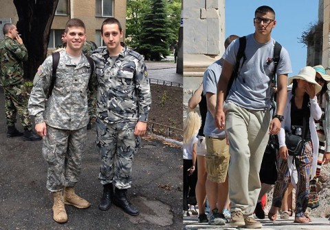 APSU ROTC cadets Ryan Lipinski (far left) and Joshua Pollina (right).