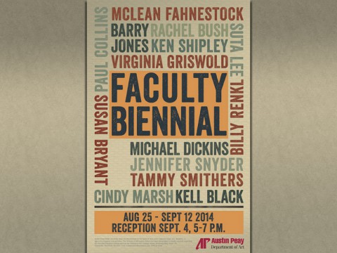 APSU Art Department “The Faculty Biennial” exhibit at Trahern Gallery through September 12th.