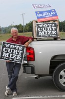 Montgomery County Mayor Candidate Curt Mize campaigning for last minute votes outside the Wilma Rudolph Events Center