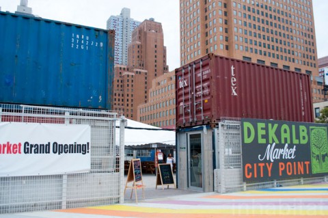 Dekalb Market's Shipping Container Entrance (Leonel Lima Ponce/Inhabitat)