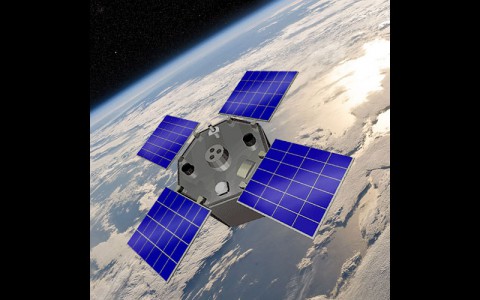 Artist's rendering of the AcrimSat spacecraft. (NASA)