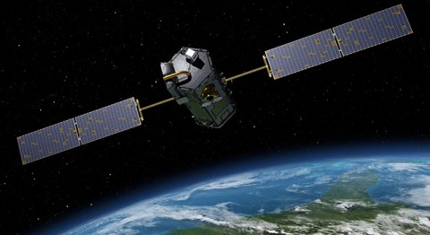 Artist's rendering of NASA's Orbiting Carbon Observatory (OCO)-2, one of five new NASA Earth science missions set to launch in 2014, and one of three managed by JPL. (NASA/JPL-Caltech)