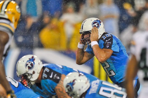 Tennessee Titans quarterback Charlie Whitehurst (12) signals from the line against the Green Bay Packers at LP Field last Saturday. (Jim Brown-USA TODAY Sports)