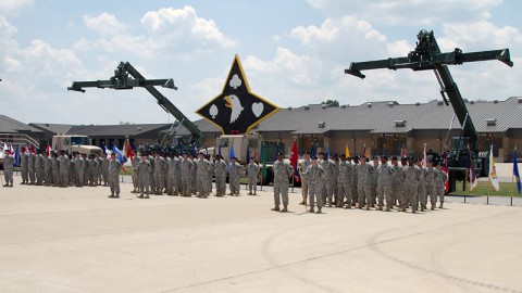 Soldiers from the 129th Combat Sustainment Support Battalion, 101st Sustainment Brigade, 101st Airborne Division (Air Assault), take part in the battalion's change of responsibility ceremony July 11, at Fort Campbell, Ky. The 129th CSSB provides the 101st Sustainment Brigade with fuel, transportation, maintenance, and movement control capabilities in support of the only Air Assault Division in the world. (U.S. Army photo by Sgt. Leejay Lockhart) Soldiers from the 129th Combat Sustainment Support Battalion, 101st Sustainment Brigade, 101st Airborne Division (Air Assault), take part in the battalion's change of responsibility ceremony July 11, at Fort Campbell, Ky. The 129th CSSB provides the 101st Sustainment Brigade with fuel, transportation, maintenance, and movement control capabilities in support of the only Air Assault Division in the world. (U.S. Army photo by Sgt. Leejay Lockhart)