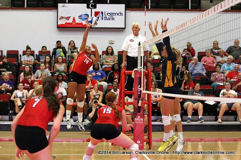 Austin Peay's Jada Stotts had 12 kills in Women's Volleyball loss to Memphis. 