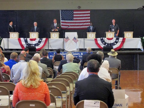 This picture is from a July debate in Bolivar, Tennessee, hosted by the Bolivar Bulletin-Times. All primary candidates for the 7th district race attended, save for Blackburn, who sent a surrogate. 