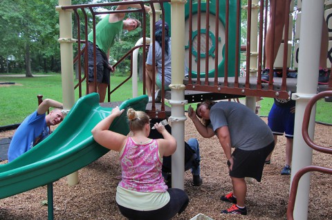 Volunteers spruce up Burchett Park.