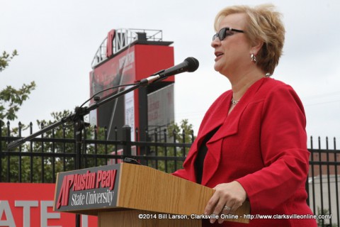 APSU President Alisa White addresses the crowd