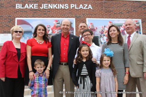 The Jenkins family at the dedication of the Blake Jenkins Plaza