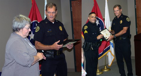 (L) Mary Buck and (R) Sergeant Nelson Rodriguez.