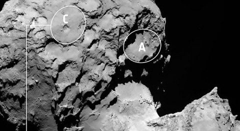 This annotated image depicts the backup landing site (Site C) chosen for the Rosetta spacecraft's Philae lander. (ESA/Rosetta/MPS for OSIRIS Team MPS/UPD/LAM/IAA/SSO/INTA/UPM/DASP/IDA) This annotated image depicts the backup landing site (Site C) chosen for the Rosetta spacecraft's Philae lander. (ESA/Rosetta/MPS for OSIRIS Team MPS/UPD/LAM/IAA/SSO/INTA/UPM/DASP/IDA)