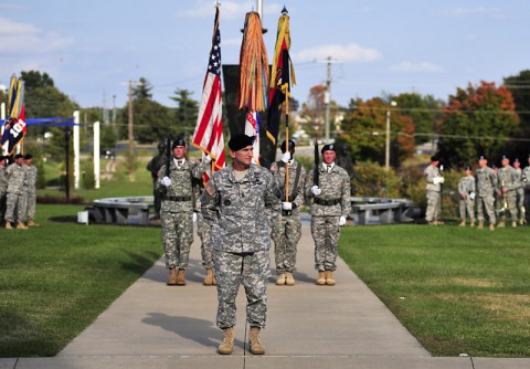 Command Sergeant Major Gregory Nowak assumes responsibility as the 34th command sergeant major of the 101st Airborne Division (Air Assault) during a ceremony held at McAuliffe Hall, Fort Campbell, Kentucky, Oct. 9, 2014.   (Sgt. Joel Salgado, 3rd BCT Public Affairs)