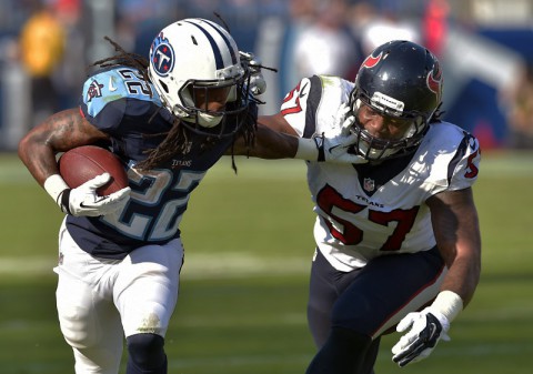 Tennessee Titans running back Dexter McCluster (22) carries the ball against Houston Texans linebacker Justin Tuggle (57) during the second half at LP Field. The Texans beat the Titans 30-16. (Don McPeak-USA TODAY Sports) Tennessee Titans running back Dexter McCluster (22) carries the ball against Houston Texans linebacker Justin Tuggle (57) during the second half at LP Field. The Texans beat the Titans 30-16. (Don McPeak-USA TODAY Sports)