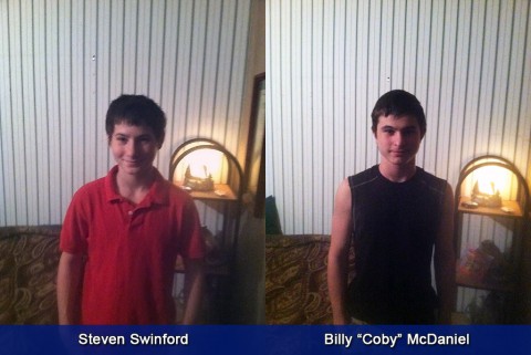 If anyone locates Steven Swinford (left) and Billy “Coby” McDaniel (right) please call 911 or Detective Bartel at 931.648.0656 Ext. 5144. If anyone locates Steven Swinford (left) and Billy “Coby” McDaniel (right) please call 911 or Detective Bartel at 931.648.0656 Ext. 5144.