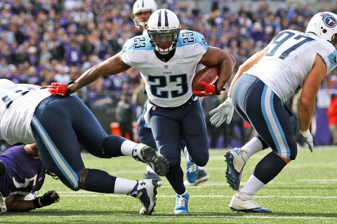Tennessee Titans running back Shonn Greene (23) carries the ball against the Baltimore Ravens in the first half at M&T Bank Stadium. (Mitch Stringer-USA TODAY Sports) Tennessee Titans running back Shonn Greene (23) carries the ball against the Baltimore Ravens in the first half at M&T Bank Stadium. (Mitch Stringer-USA TODAY Sports)