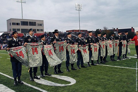 Austin Peay Camouflage Jersey auction has ended. (APSU Sports Information)