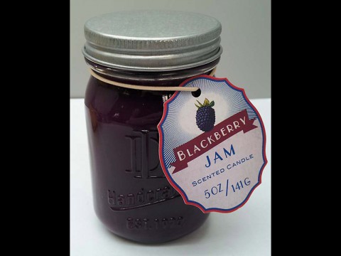 DD brand 5-ounce Mason jar candle.