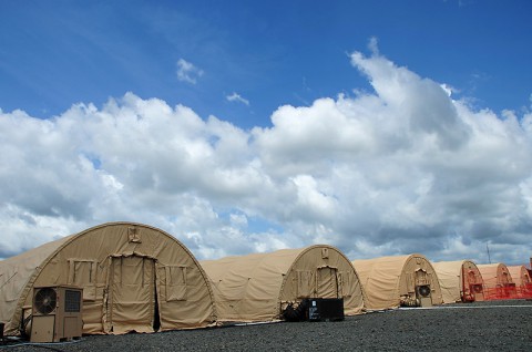 The Monrovia Medical Unit, an Ebola treatment unit built specifically for the care of medical workers who become infected with the virus, sits about 30 miles outside the capital city of Liberia, Nov. 4, 2014. The 25-bed facility was constructed from the ground up by a team of Navy Seabees, Soldiers and Airmen from Joint Forces Command – United Assistance and will be operated by personnel from the U.S. Public Health Service, said Lt. Col. Lee Hicks, the Joint Forces Command – United Assistance command engineer. (U.S. Army photo by Sgt. 1st Class Nathan Hoskins)