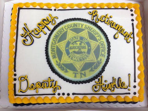 Deputy Hinkle’s colleagues served him a cake in honor of his service to the Workhouse