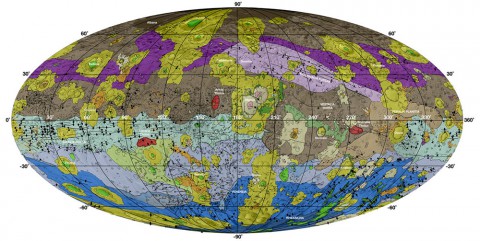 This high-resolution geological map of Vesta is derived from Dawn spacecraft data. (NASA/JPL-Caltech/ASU)