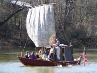 The keelboat Aux Auc under sail