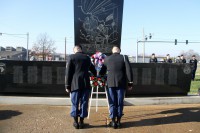 Col. Peter N. Benchoff and Command Sgt. Maj. John Brady pay tribute, to the 248 Soldiers who lost their lives in a plane crash in Gander, Newfoundland at the 29th Gander Memorial Ceremony. Twenty nine years  ago  this  morning,  Arrow  Airlines  flight  1285  took  off  from  Gander  Newfoundland  in  Canada  with  eight  crew  members  and  248  Soldiers,  noncommissioned officers,  and  officers  from  units  across  this  division,  the  majority  from  3rd  Battalion  of  the  502nd  Infantry Regiment, 101st Airborne Division. The flight crashed  immediately following takeoff and  there  were  no  survivors. The soldiers were returning home from a peace keeping mission in Sinai, Egypt.  Strike Soldiers and Screaming Eagle families gather yearly in remembrance. (Sgt. 1st Class Eric Abendroth/U.S. Army)