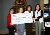 Altra Federal Credit Union presents the donation check to Empty Bowls Clarksville