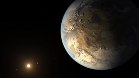 The artist's concept depicts Kepler-186f , the first validated Earth-size planet to orbit a distant star in the habitable zone. (NASA Ames/SETI Institute/JPL-Caltech)