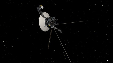 This artist’s concept shows NASA’s Voyager spacecraft against a backdrop of stars. (NASA/JPL-Caltech)