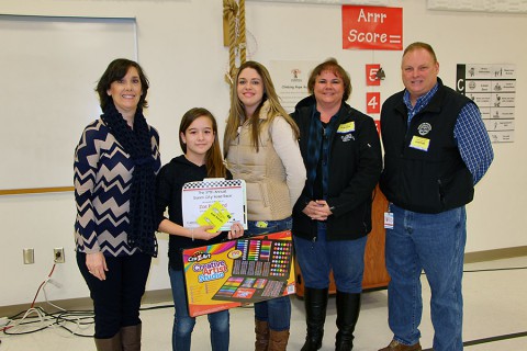 (From left to right) Sallie Oden - Pisgah Elementary Principal, Zoe Prichard – Overall Contest Winner, Tirzah Tucker – Cumberland Bank & Trust, Tina Boysha – Clarksville Parks and Recreation Superintendent of Athletics, and Mark Tummons – Clarksville Parks and Recreation Director.