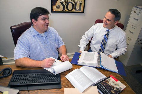 (L to R) Dr. Antonio Thompson and Dr. Christos Frentzos. (APSU Student Assistant Taylor Slifko)