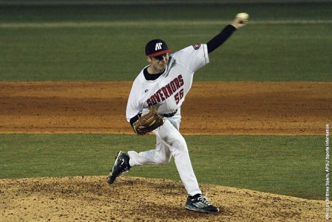 Austin Peay relief pitcher John Sparks picks up the win Friday against Niagara. (APSU Sports Information)