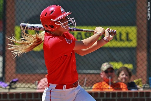 Austin Peay Softball's Laurel Burroughs hit a two run homer for the Lady Govs against Murray State Sunday. (APSU Sports Information)