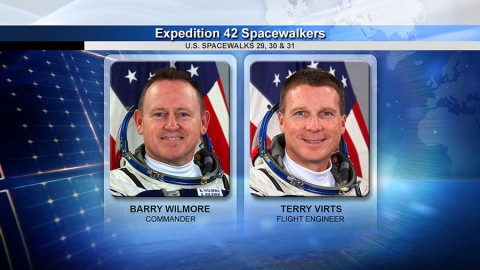 Spacewalkers Barry Wilmore and Terry Virts. (NASA TV)